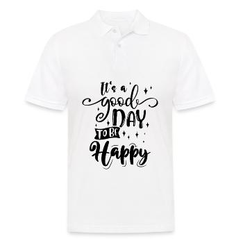 Glücklich Zitat - Männer Poloshirt - Weiß - Vorne - Kai (181cm)