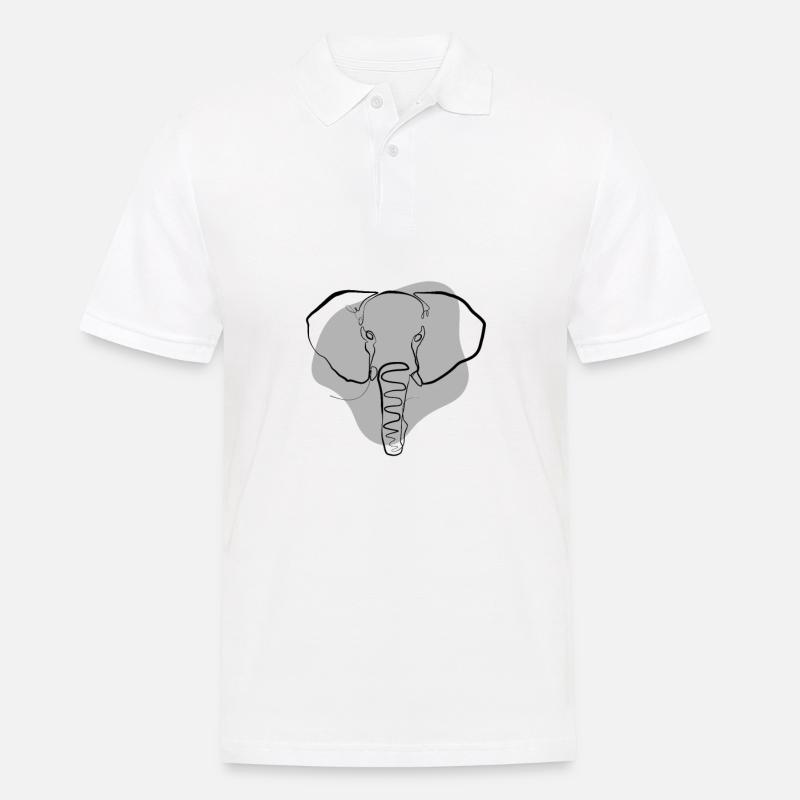 Elefant one line drawing - Männer Poloshirt - Weiß