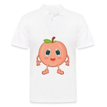 Pfirsich Comic - Männer Poloshirt - Weiß - Vorne - Kai (181cm)