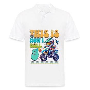 Motocross 9th Birthday - Men's Polo Shirt - white - Front - Kai (181cm)