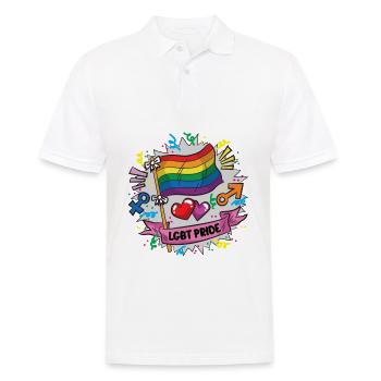 Drapeau arc-en-ciel LGBT PRIDE fier coloré coloré - Polo Homme - blanc - Devant - Kai (181cm)
