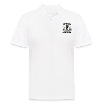 65 Ans Anniversaire Vintage Né(e) Septembre 1957 - Polo Homme - blanc - Devant - Kai (181cm)