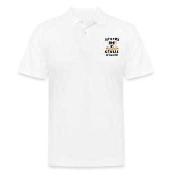 81 Ans Anniversaire Vintage Né(e) Septembre 1941 - Polo Homme - blanc - Devant - Kai (181cm)