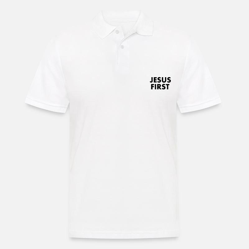 Jesus first - Männer Poloshirt - Weiß