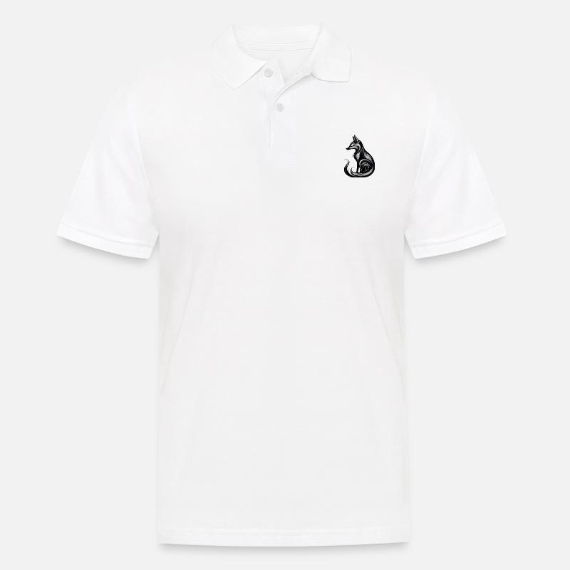 Minimalistic Black & White Fox - Männer Poloshirt - Weiß