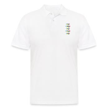 Sportspiele mit vielen bunten Herzen. - Männer Poloshirt - Weiß - Vorne - Kai (181cm)