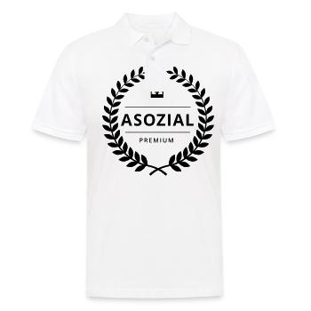 ASOZIAL PREMIUM - Badge - Men's Polo Shirt - white - Front - Kai (181cm)