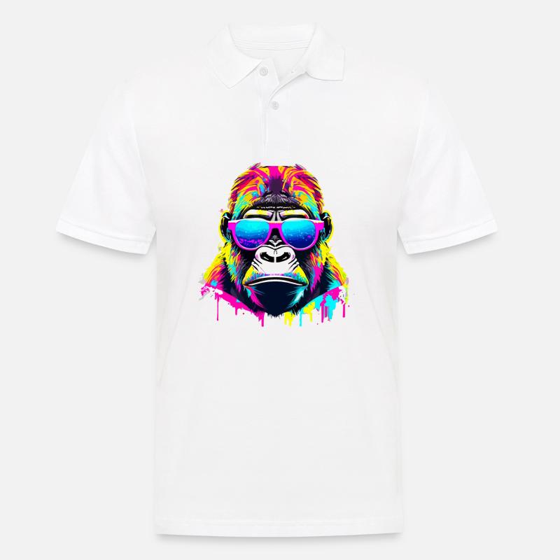 Gorilla-Farbe - Männer Poloshirt - Weiß