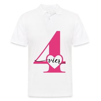 Ziffer Vier 4 mit Herz - Männer Poloshirt - Weiß - Vorne - Kai (181cm)
