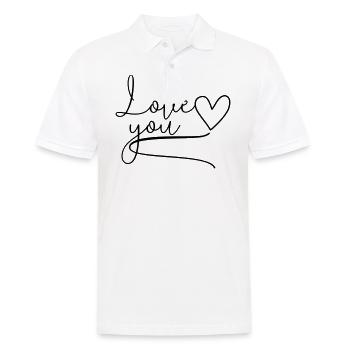 Je t’aime Love You lettrage - Polo Homme - blanc - Devant - Kai (181cm)