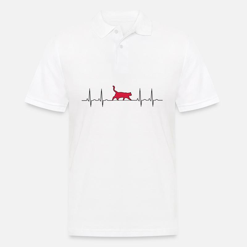 EKG Katze - Männer Poloshirt - Weiß