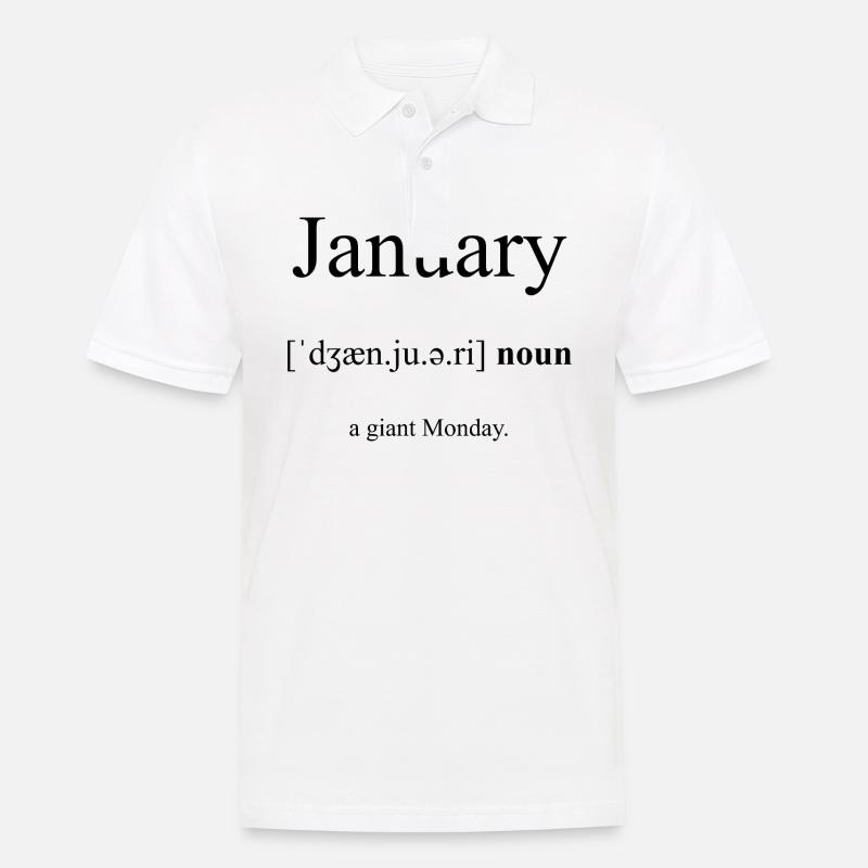January (Januar) Definition Dictionary - Männer Poloshirt - Weiß