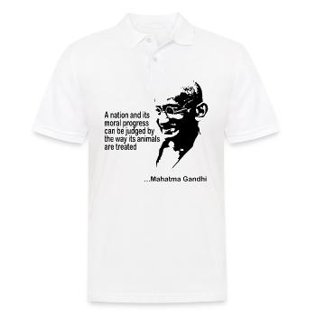 Gandhi Animal Rights - Men's Polo Shirt - white - Front - Kai (181cm)