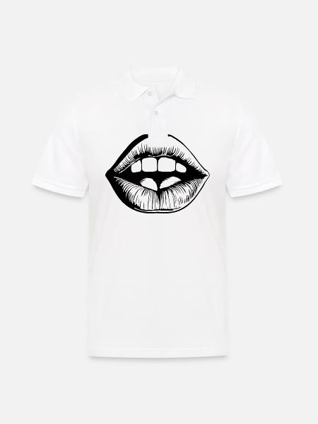 Lips, mouth, kissing lips - Men's Polo Shirt - white