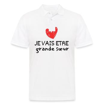 je vais etre grande sœur - Polo Homme - blanc - Devant - Kai (181cm)
