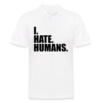 cool logo humans text aufkleber fuck you fuck off - Männer Poloshirt - Weiß - Vorne - Kai (181cm)