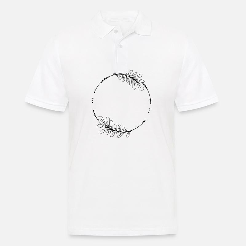 Schwarzer Kreis Rahmen mit Blättern - Männer Poloshirt - Weiß