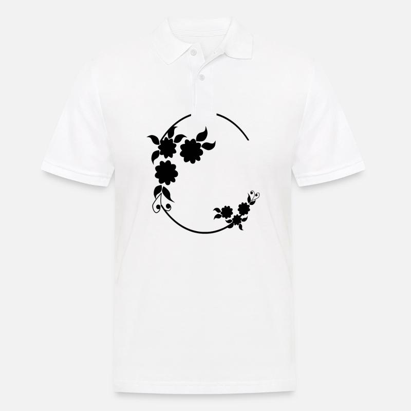 Halbkreis mit Blumen Deko Rahmen - Männer Poloshirt - Weiß