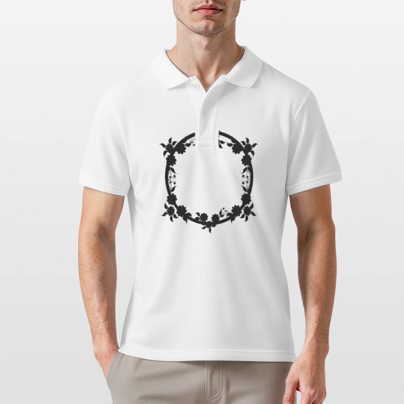 Ornaments Circular frame Basic text Men's Polo Shirt