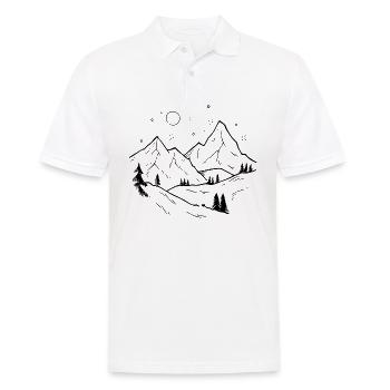 Montagnes Vintage avec forêt et étoiles brillantes - Polo Homme - blanc - Devant - Kai (181cm)