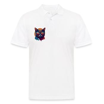 Rebel Paws: Retro Cat T-Shirt Art - Men's Polo Shirt - white - Front - Kai (181cm)