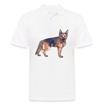 Deutscher Schäferhund - Männer Poloshirt - Weiß - Vorne - Kai (181cm)