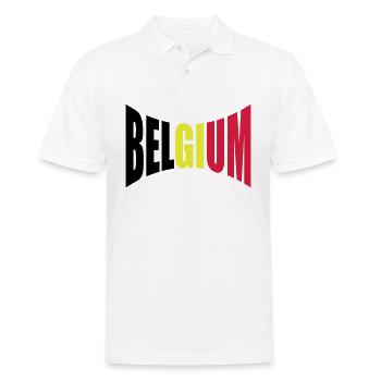 Belgique Belgique Texte Drapeau Cool Football Fan Fun - Polo Homme - blanc - Devant - Kai (181cm)