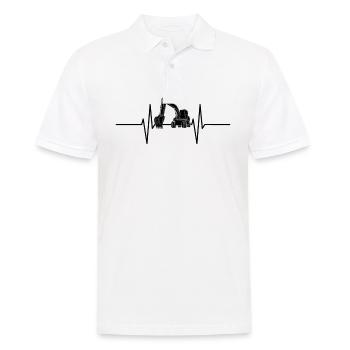 Herzschlag mit Bagger - Männer Poloshirt - Weiß - Vorne - Kai (181cm)