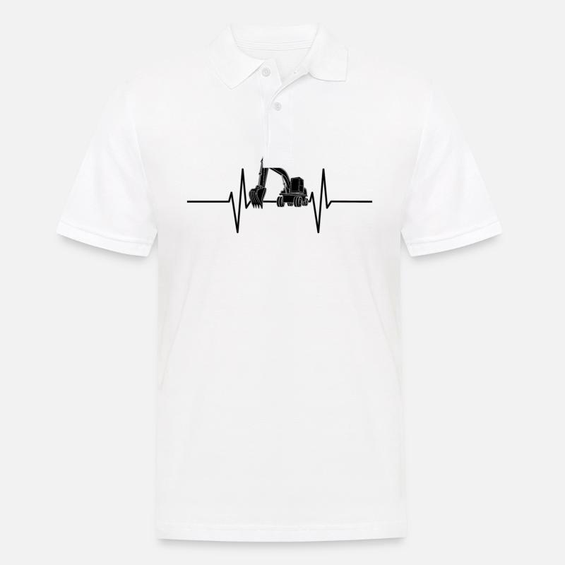 Herzschlag mit Bagger - Männer Poloshirt - Weiß