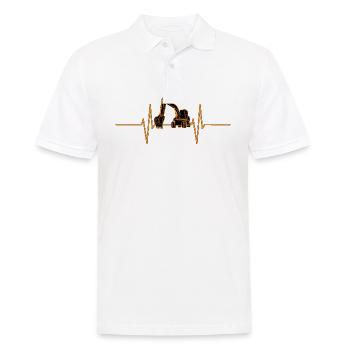 Herzschlag mit Bagger - Männer Poloshirt - Weiß - Vorne - Kai (181cm)