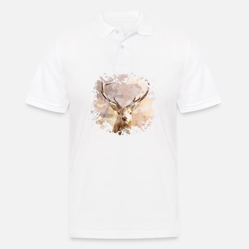 Hirsch - Männer Poloshirt - Weiß