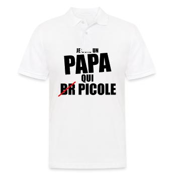 je suis papa qui picole - cadeau papa anniversaire - Polo Homme - blanc - Devant - Kai (181cm)