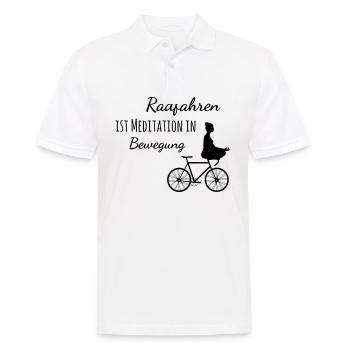 Radfahren ist Meditation in Bewegung - Männer Poloshirt - Weiß - Vorne - Kai (181cm)