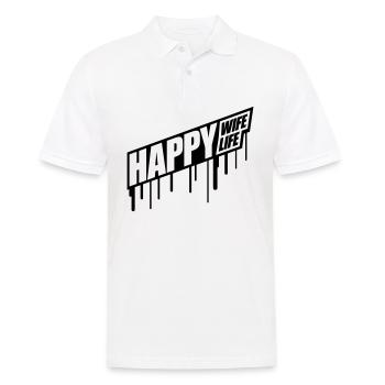 graffiti gouttes happy wife life femme gluecklic - Polo Homme - blanc - Devant - Kai (181cm)