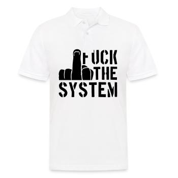 middle finger cool text rebellious fuck the system - Men's Polo Shirt - white - Front - Kai (181cm)