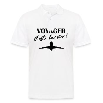 voyager c'est la vie t-shirt voyage cadeau humour - Polo Homme - blanc - Devant - Kai (181cm)