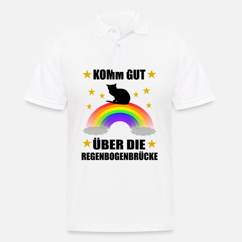 Süße Katze Regenbogenbrücke Gedanke - Männer Poloshirt - Weiß