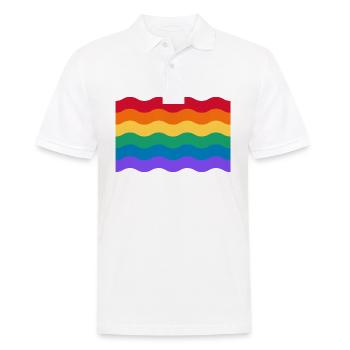 Drapeau ondulé de la fierté gaie arc-en-ciel - Polo Homme - blanc - Devant - Kai (181cm)