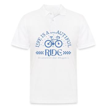 Visuel Vintage Vélo, Cadeau fan de Cyclisme - Polo Homme - blanc - Devant - Kai (181cm)