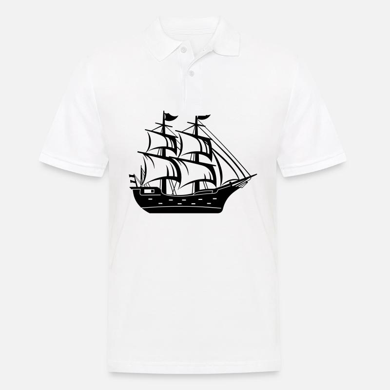 Piratenschiff - Männer Poloshirt - Weiß