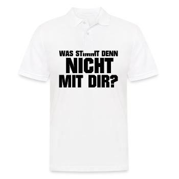 Was stimmt denn nicht mit dir Dumm Idiot Genervt - Männer Poloshirt - Weiß - Vorne - Kai (181cm)