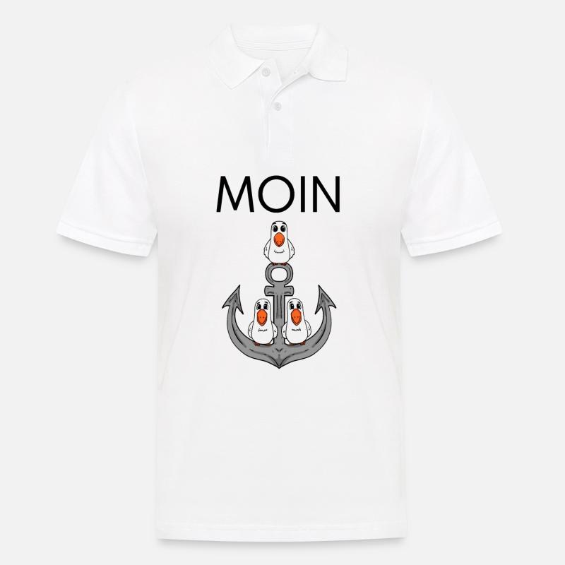 Anker Möwe Seemöwe Moin Nordsee - Männer Poloshirt - Weiß