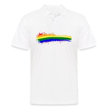Farbstrich Bunt Regenbogen LGBTQ Zensur Symbol - Männer Poloshirt - Weiß - Vorne - Kai (181cm)