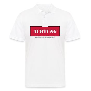 Achtung kann spuren von alkohol enthalten - Männer Poloshirt - Weiß - Vorne - Kai (181cm)