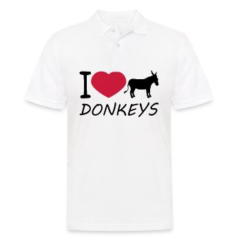 text i love love heart donkey horse pony small pack - Men's Polo Shirt - white - Front - Kai (181cm)