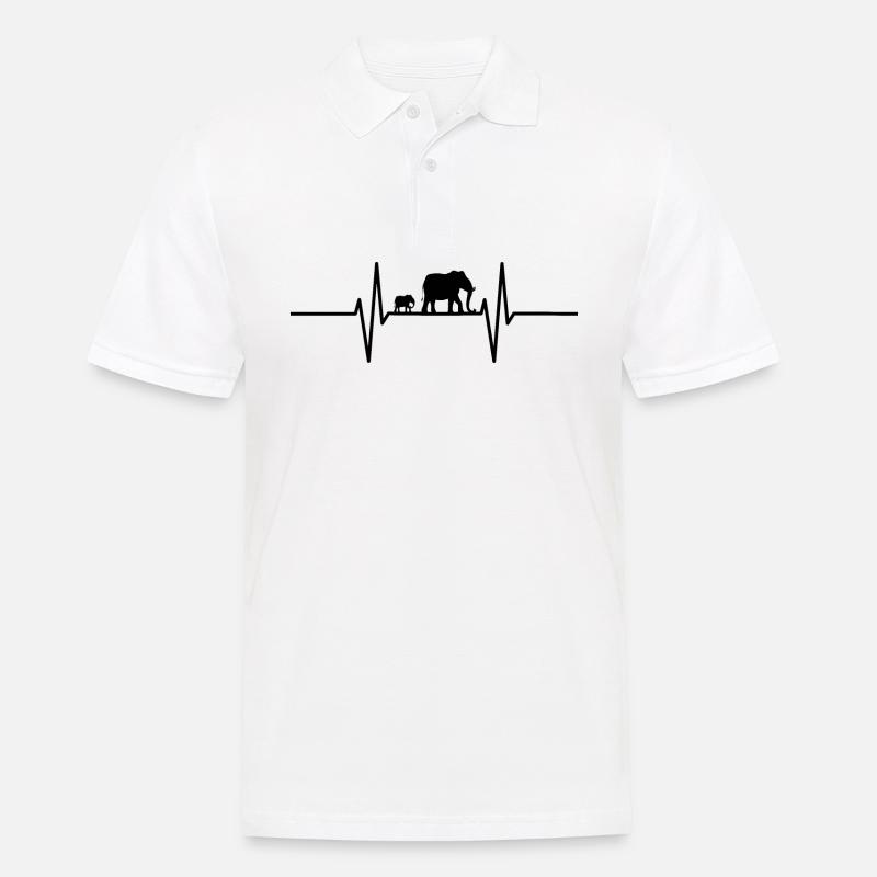Herzschlag mit Elefanten - Männer Poloshirt - Weiß