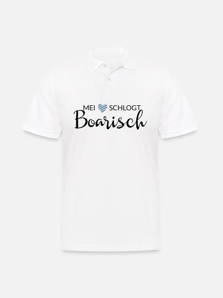 Mei Herz schlogt Boarisch - Bayern, - Männer Poloshirt - Weiß
