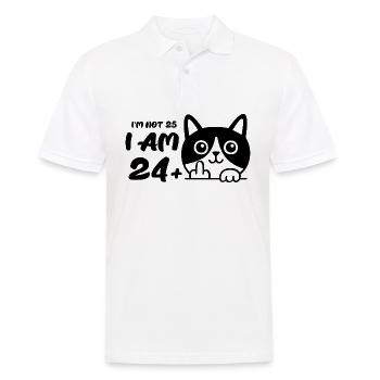 I'm Not 25, I Am 24 Plus 1 Middle Finger Cat Flip - Men's Polo Shirt - white - Front - Kai (181cm)