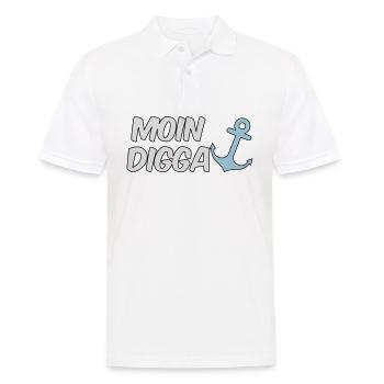 Moin Digga Hamburg - Männer Poloshirt - Weiß - Vorne - Kai (181cm)
