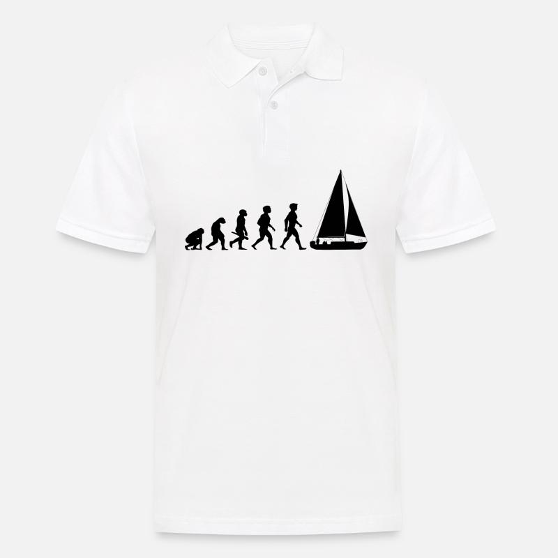 Evolution Segeln Segelboot Segelschiff - Männer Poloshirt - Weiß